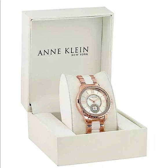 ANNE KLEIN WOMEN'S TWOTONE SWAROVSKI CRYSTAL WATCH - Picture 4 of 4